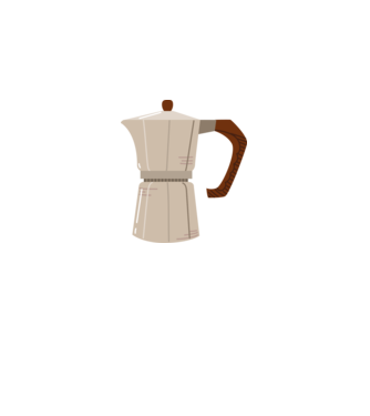 Kotyogós kávéfőző minta fehér pólón