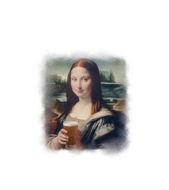Mona Lisa sörrel minta fehér pólón