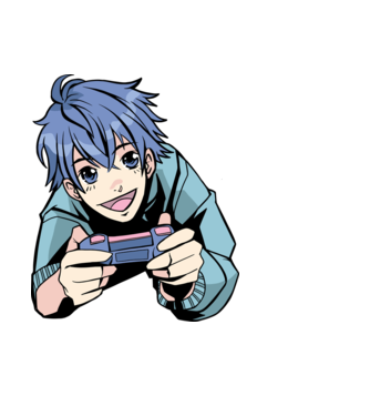 Anime gamer minta világoskék pólón