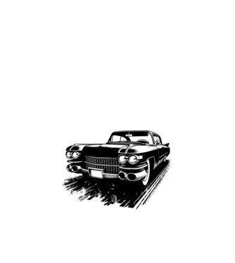 Cadillac vintage autó minta fehér pólón