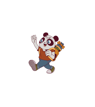 Iskolás panda minta fehér pólón