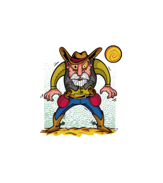 Pingpong cowboy minta fehér pólón