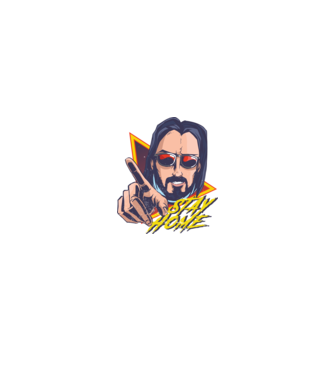 Stay Home - Keanu Reeves minta fehér/piros pólón