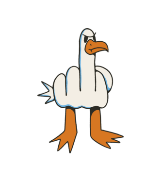 Fuck you sirály minta fehér pólón