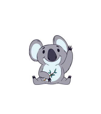 Koala minta sötétkék pólón