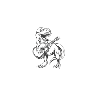 Gitáros t-rex minta szürke pólón