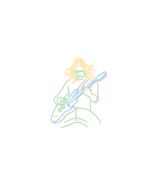 Neon gitáros minta fekete pólón
