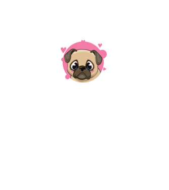 Cuki mopsz minta fehér pólón