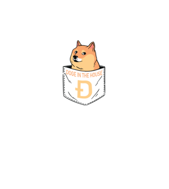 Dogecoin minta fehér pólón