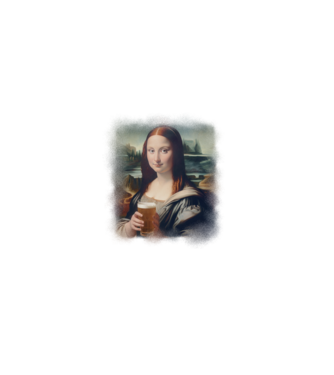 Mona Lisa sörrel minta fekete pólón