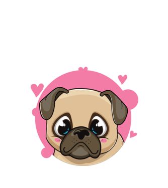 Cuki mopsz minta fehér pólón
