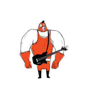 Basszusgitáros minta fehér pólón