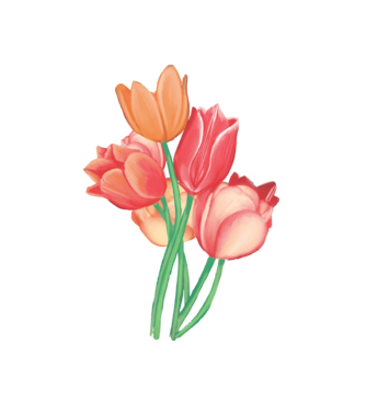 Tulipánok minta fehér pólón