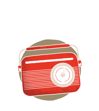 Retro rádió minta fekete pólón