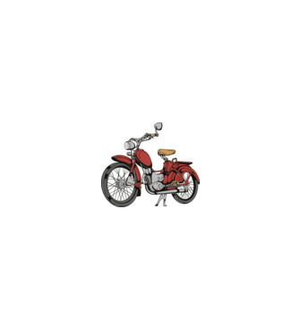 Retro motor minta fehér/piros pólón