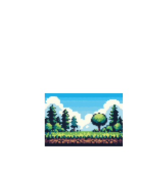 Pixel természet minta fehér pólón