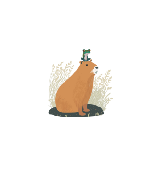 Capybara és béka minta világoskék pólón