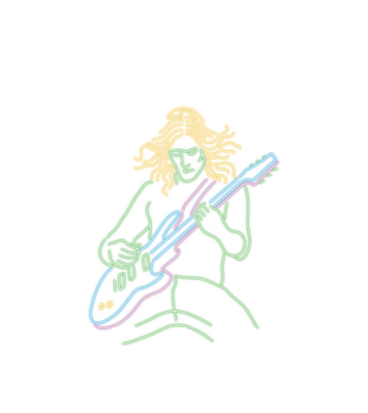Neon gitáros minta fehér pólón