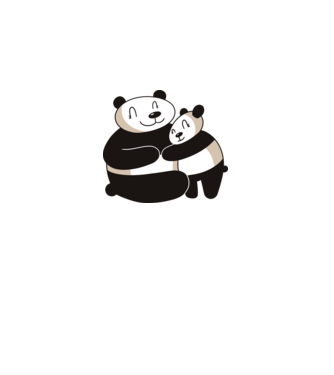 Panda család minta fekete pólón