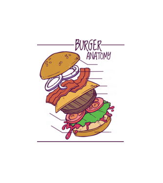 Burger anatómia minta fehér pólón