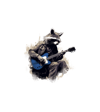 Gitáros mosómedve minta fehér pólón