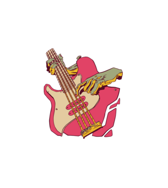 Basszusgitár minta fehér pólón