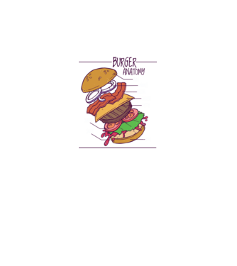 Burger anatómia minta fehér pólón