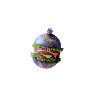 Burger bolygó minta fekete pólón