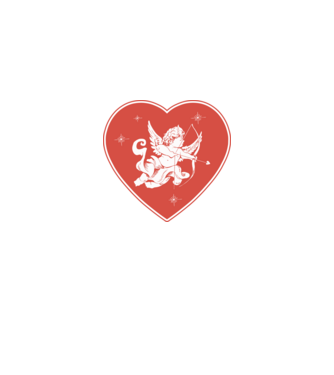 Cupido szívben minta fehér/piros pólón