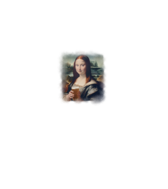 Mona Lisa sörrel minta fekete pólón