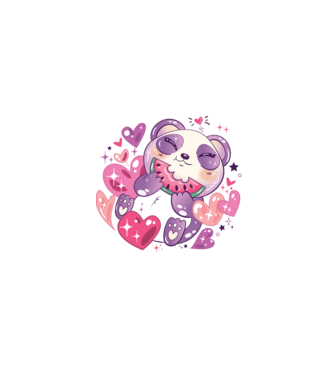 Panda minta fehér pólón