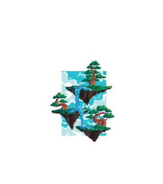 Bonsai szigetek minta fehér pólón