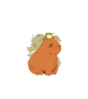 Capybara és béka minta fehér pólón