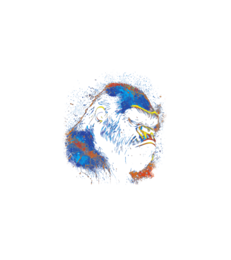 Színes gorilla minta fekete pólón
