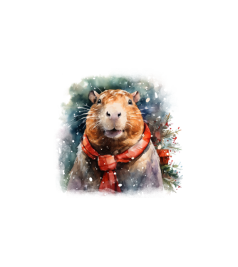 Karácsonyi capybara minta fehér pólón