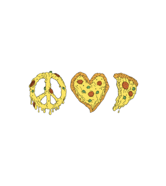 Peace, love, pizza minta fekete pólón