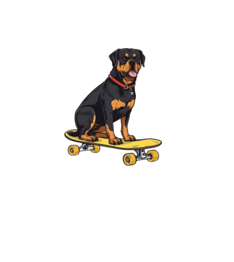 Rottweiler gördeszkán minta türkiz pólón
