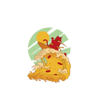 Pizza szörf minta fehér pólón