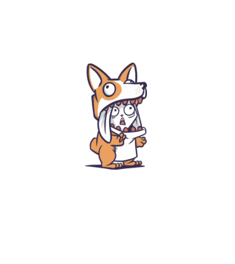 Nyuszi Corgi jelmezben minta fehér pólón