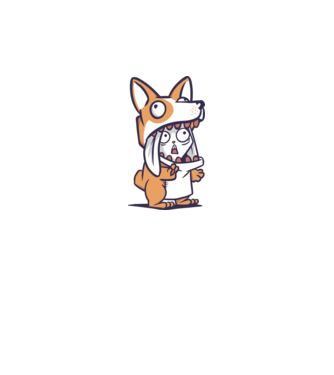 Nyuszi Corgi jelmezben minta fehér pólón