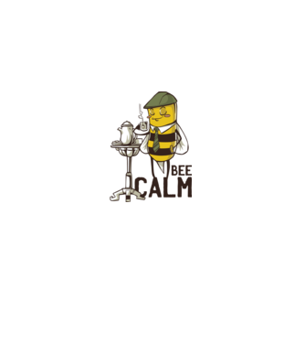 Bee Calm minta fehér pólón