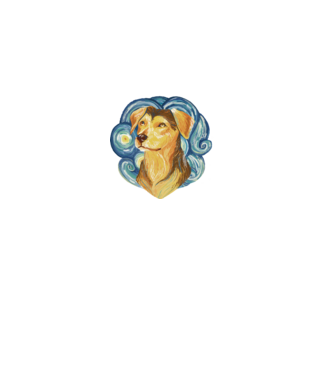 Van Gogh kutyája minta fehér pólón