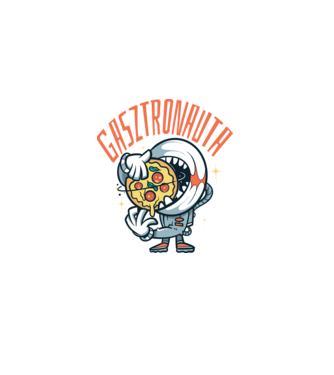 Gasztronauta minta fekete pólón