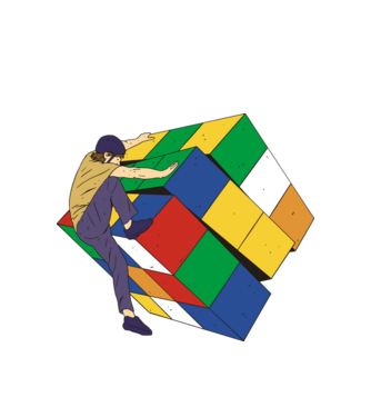 Rubik kocka minta fehér pólón
