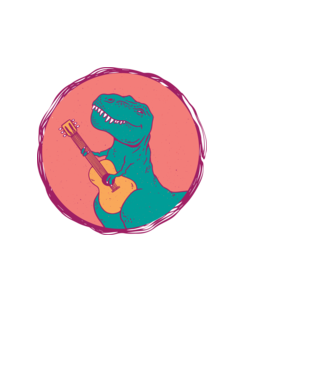Gitáros dínó minta világoskék pólón