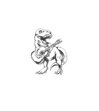 Gitáros t-rex minta szürke pólón