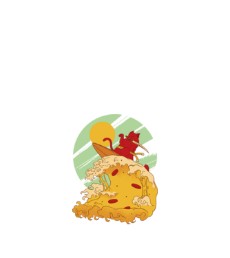 Pizza szörf minta fehér pólón