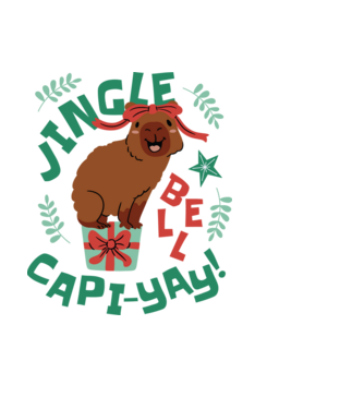 Karácsonyi capybara minta fekete pólón