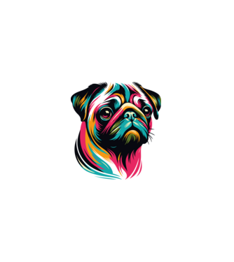 Mopsz minta fehér pólón