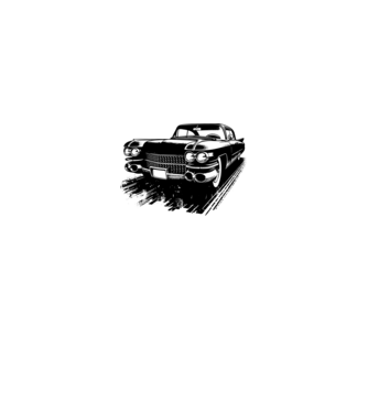 Cadillac vintage autó minta királykék pólón